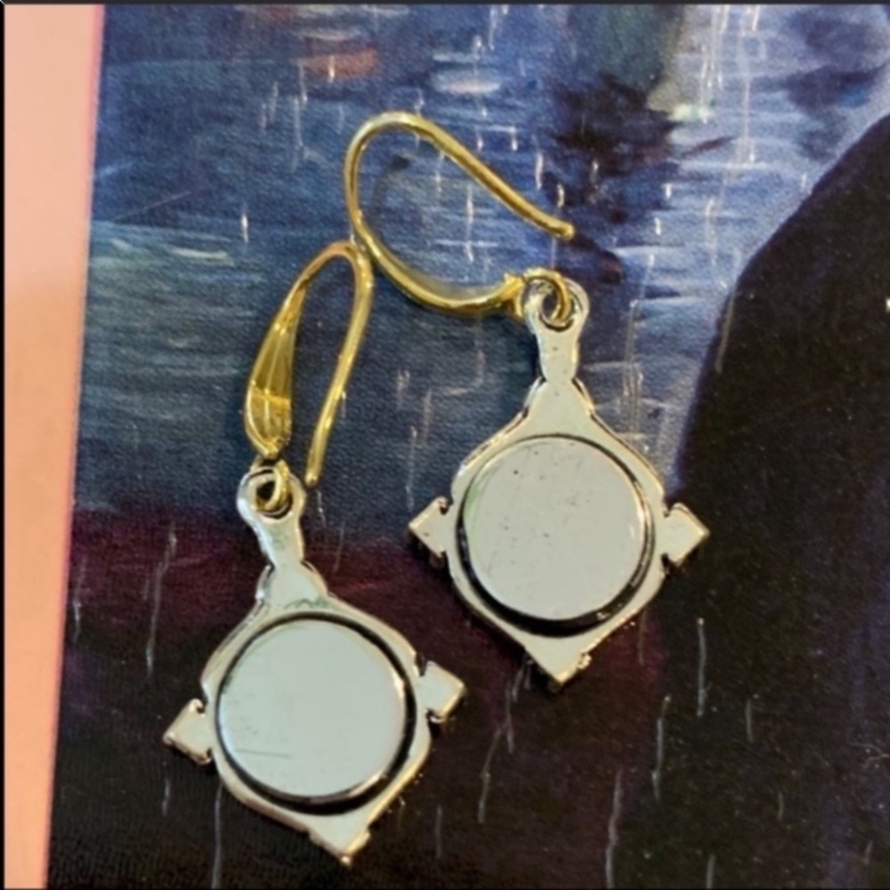 Filigree SILVER GOLD VINTAGE STYLE SAPPHIRE EARRINGS Vintage Style - Picture 8 of 10